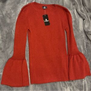 Women's Red Flared Sleeve Top